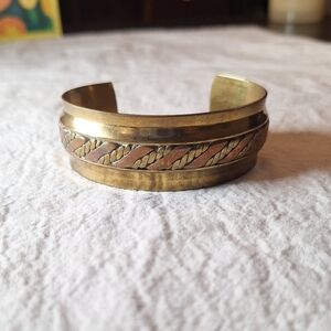 Copper and brass cuff bracelet